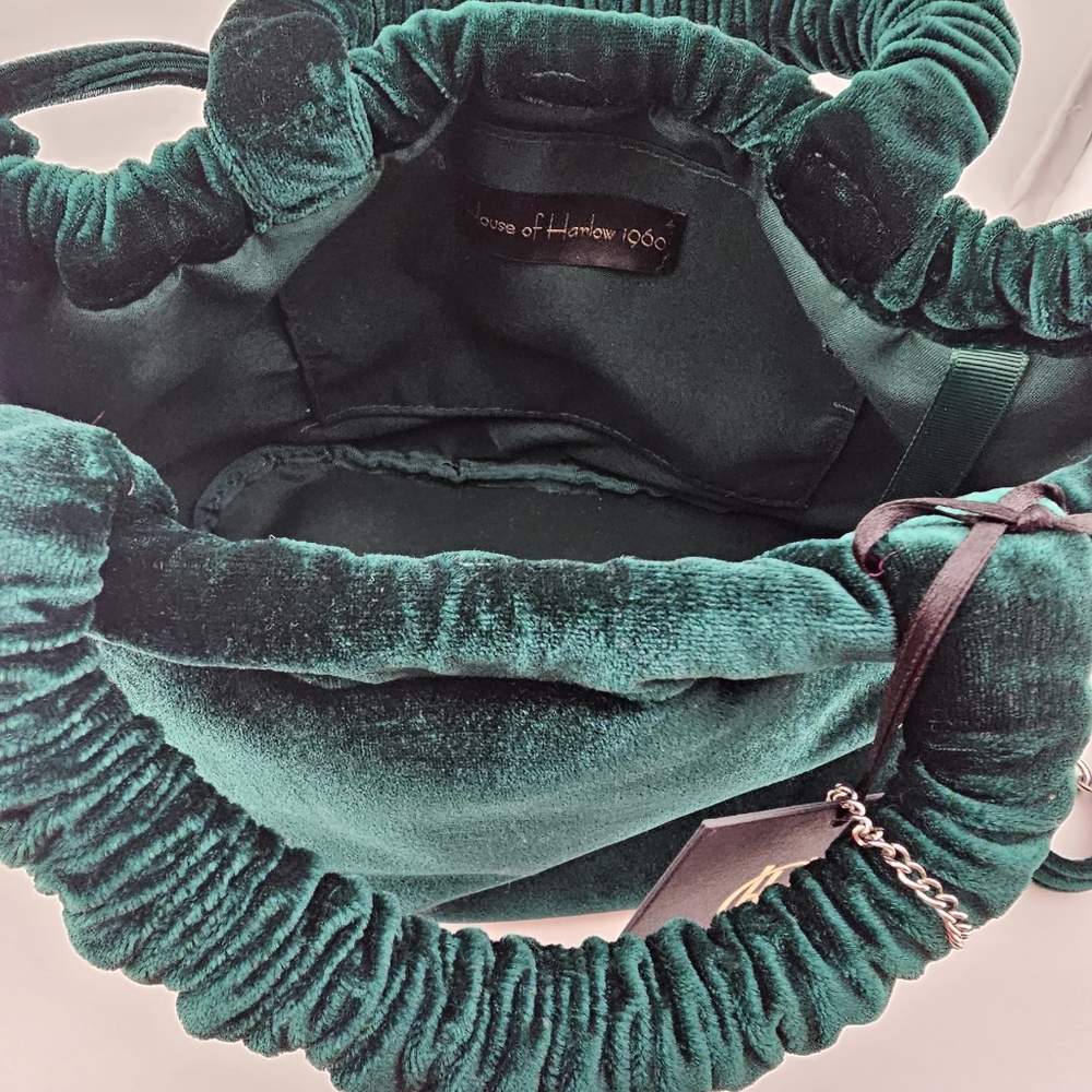 House of Harlow 1960 Green Velvet Crossbody Handbag NWT - Picture 4 of 10